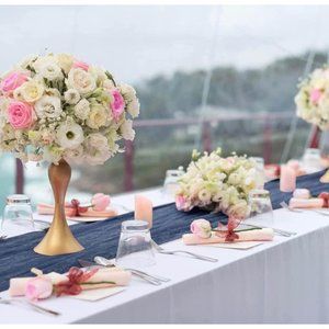 2 Dusty Blue Cheesecloth Rustic Table Runner 13.3ft Boho Gauze Wedding